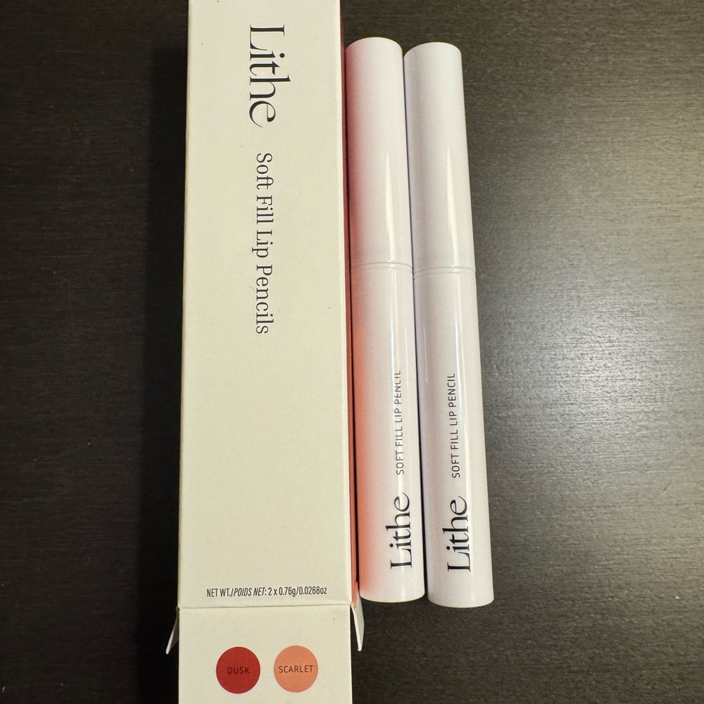 Lithe Beauty Soft Fill Lip Pencils Dusk & Scarlet Full Size 1.52 g NIB